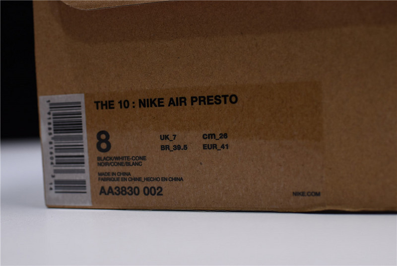 OFF WHITE x Nike Air Presto Black AA3830-002