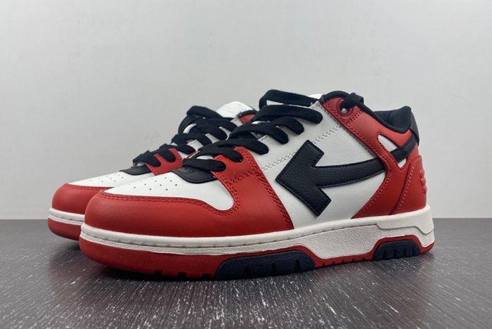 OFF-WHITE Out Of Office OOO Low Tops Black White Red OMIA189S22LEA0012510