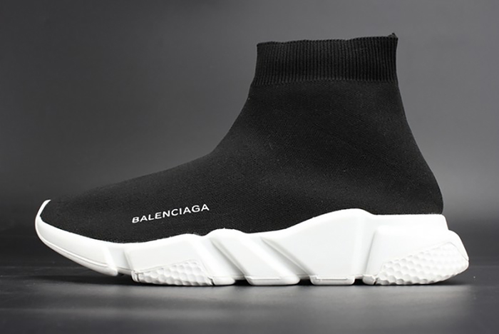 Ba*len*cia*ga stretch mesh high top sneaker black white